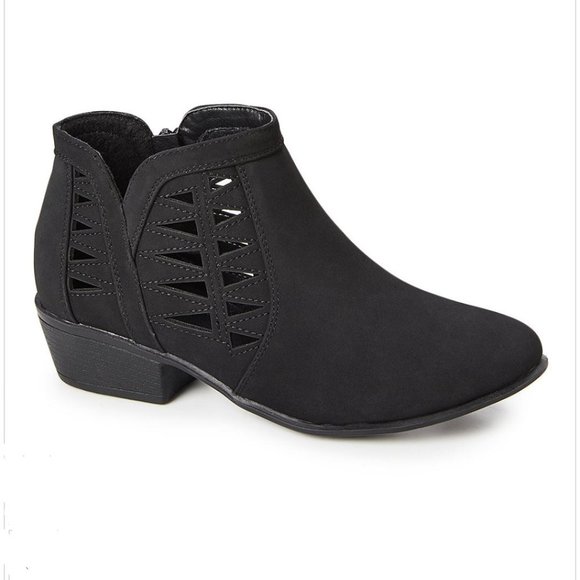 NIB KARYN'S Black Cutout Vegan Suede Black Bootie, 7.5 - Picture 2 of 3